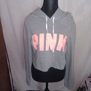 PINK Victoria's Secret Gray Boxy Cropped Sweatshirt